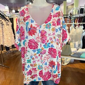 Vibrant Floral V-Neck Blouse